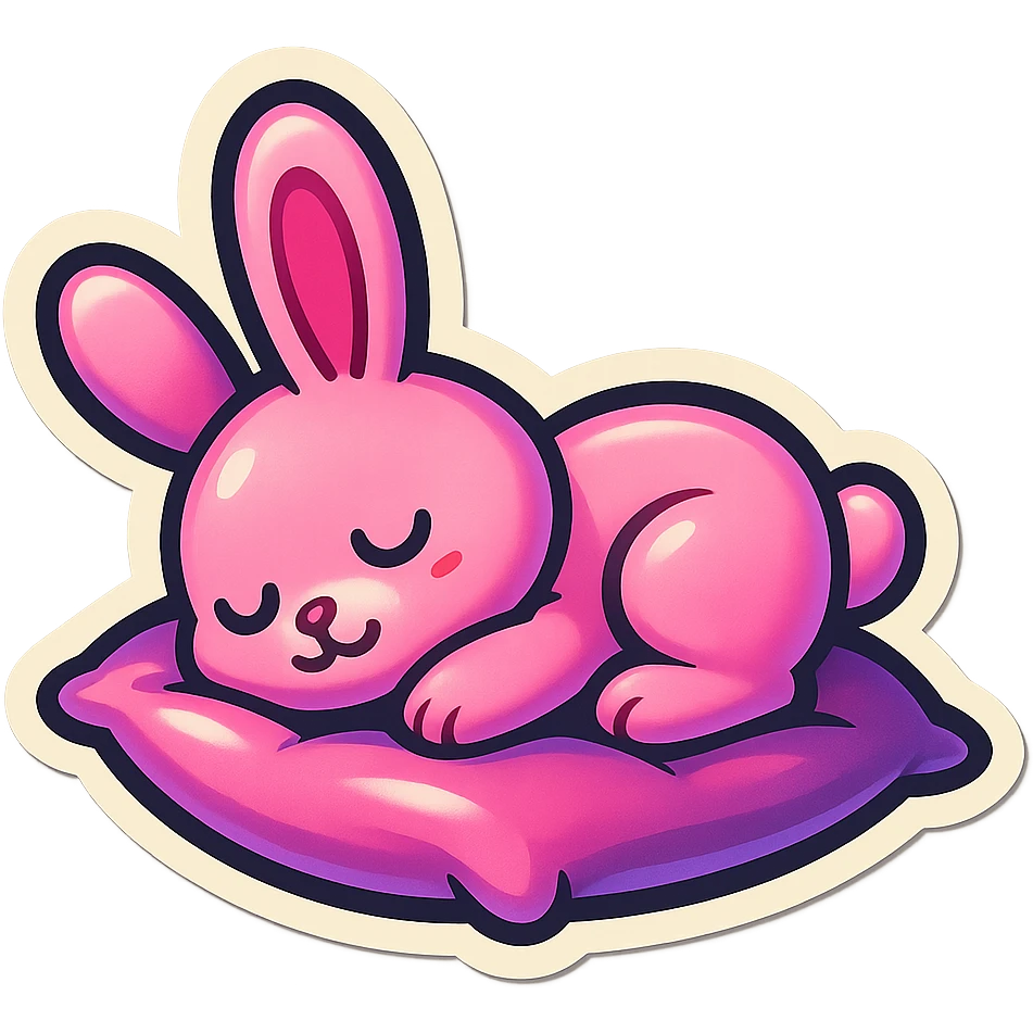 pink bunny sleeping on pillow emoji