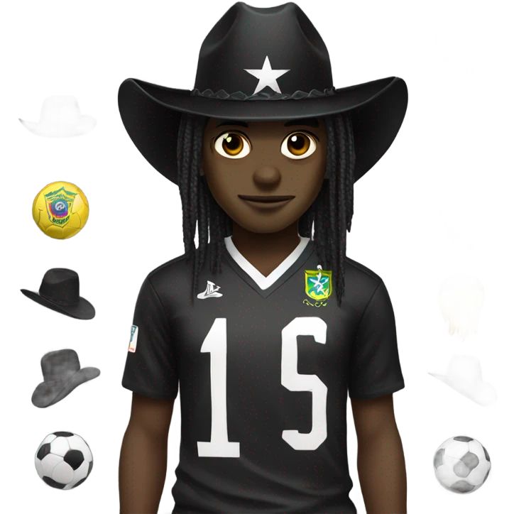 goth emo wearing cowboy hat and brazil soccer jersey  emoji