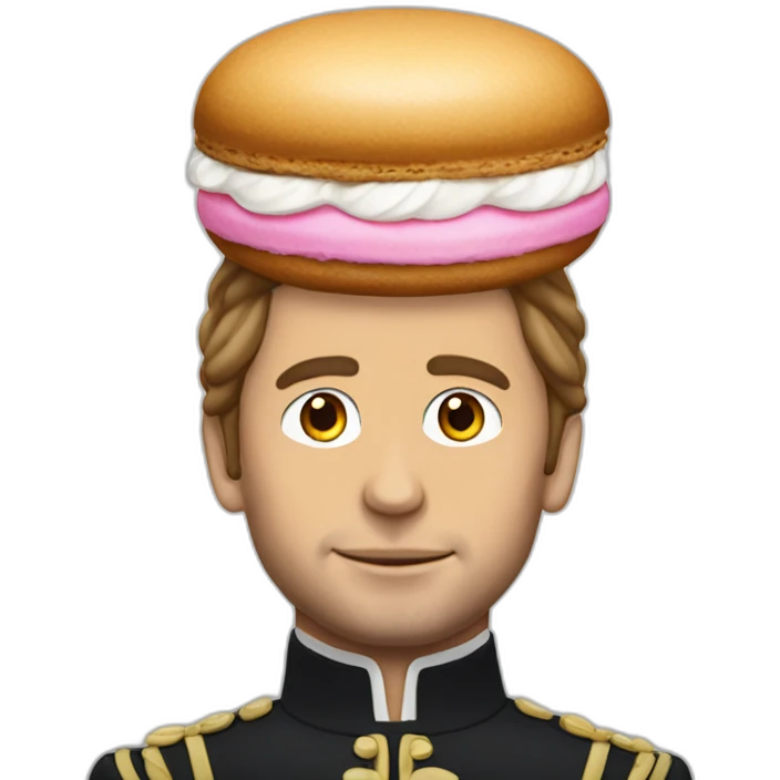 macron with a macaroon on his head emoji