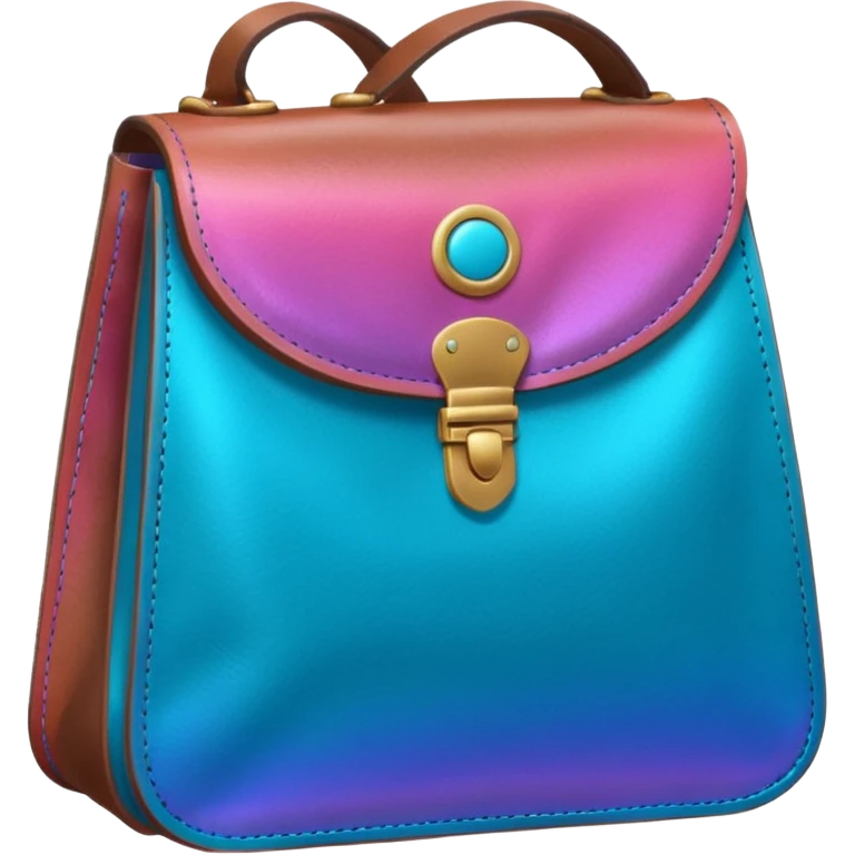 coins  pack in gradient of turquoise, blue, pink, purple, and coral color in leather bag emoji