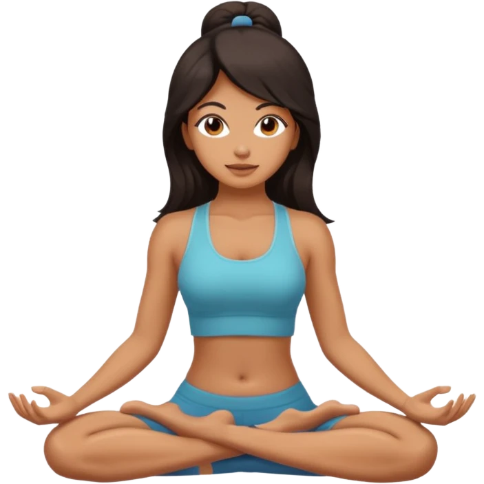 Dark medium long hair yoga girl emoji