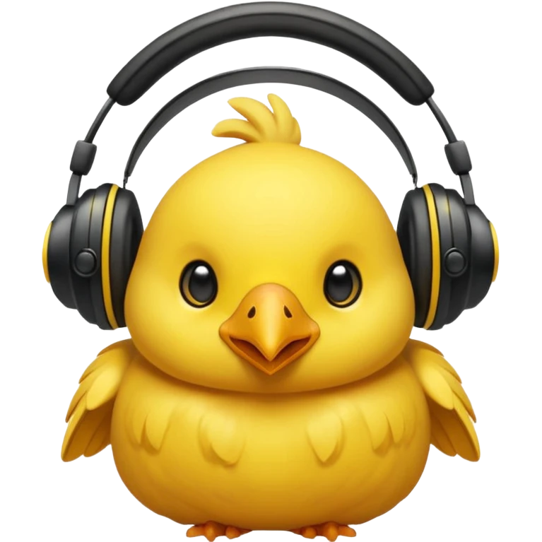 Pollito con cascos gamer enamorado emoji