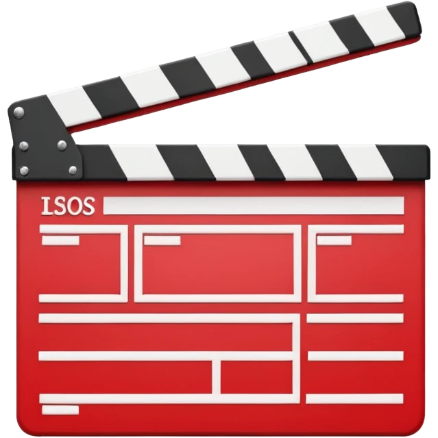 red clapperboard used in filmmaking, cute and stylish design emoji