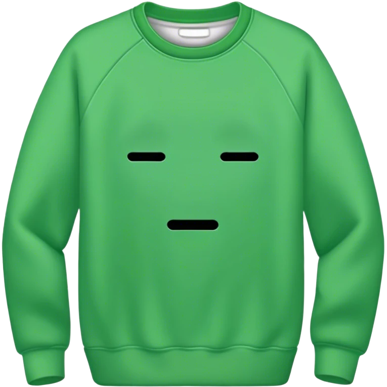 Sweat shirt green, remove its face, eyes, mouth emoji