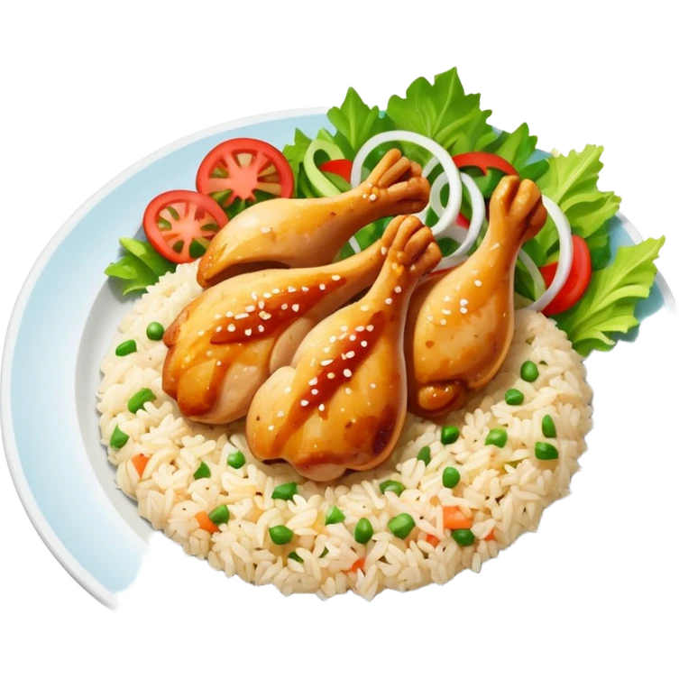 Chicken and rice with salad emoji