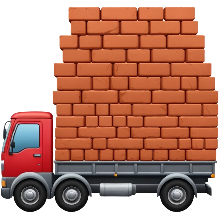 A truck with a huge amount of bricks emoji