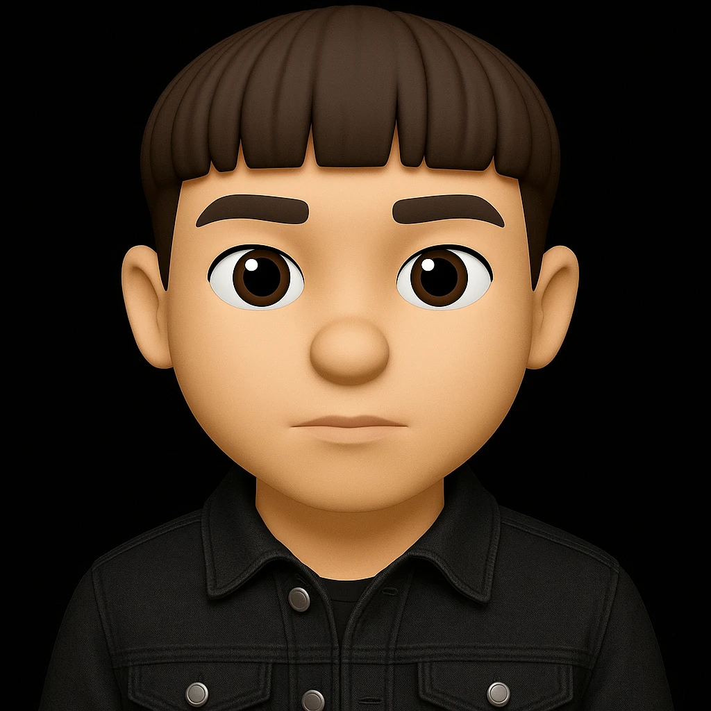 Re-dress the young man in the image wearing a black denim jacket. The original style is 3D Emoji, which does not support text editing, so use the general style editor while preserving the 3D Emoji look and feel. emoji