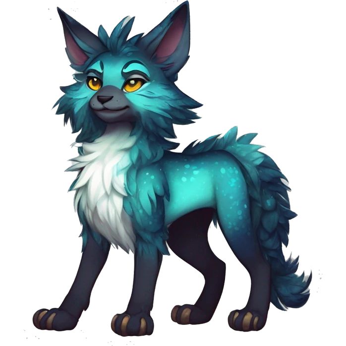 Cool cute Kawaii edgy fantasy shiny animal  fursona Fionbri vernid by griffsnuff & LiLaiRa & Falvie full body emoji