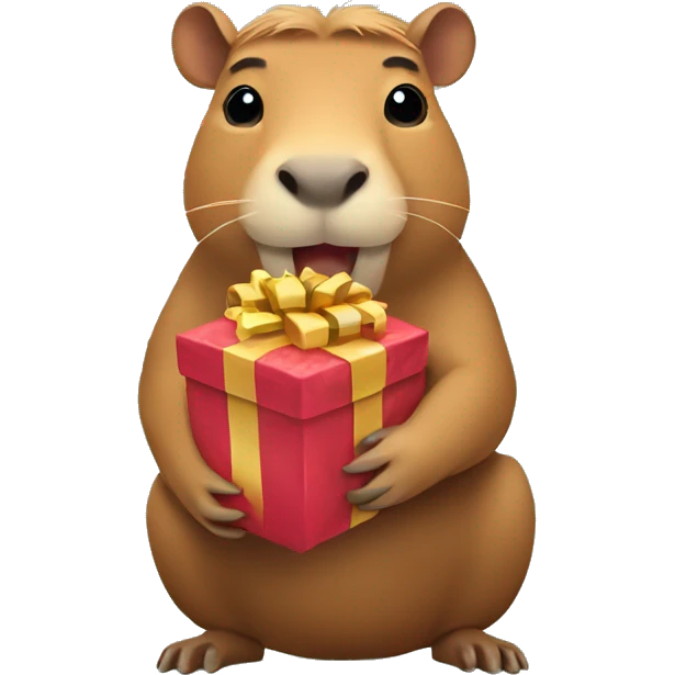 Capybara holding a gift emoji