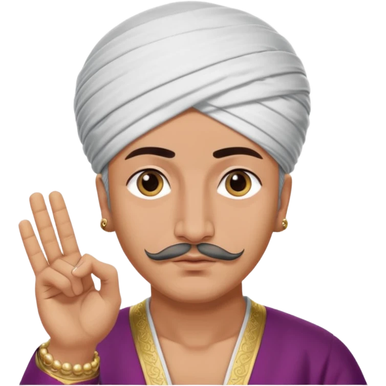 A turkish Sultan doing the quiet sign while his eyes are pure white emoji