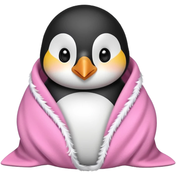 Cute penguin wrapped on pink blanket emoji