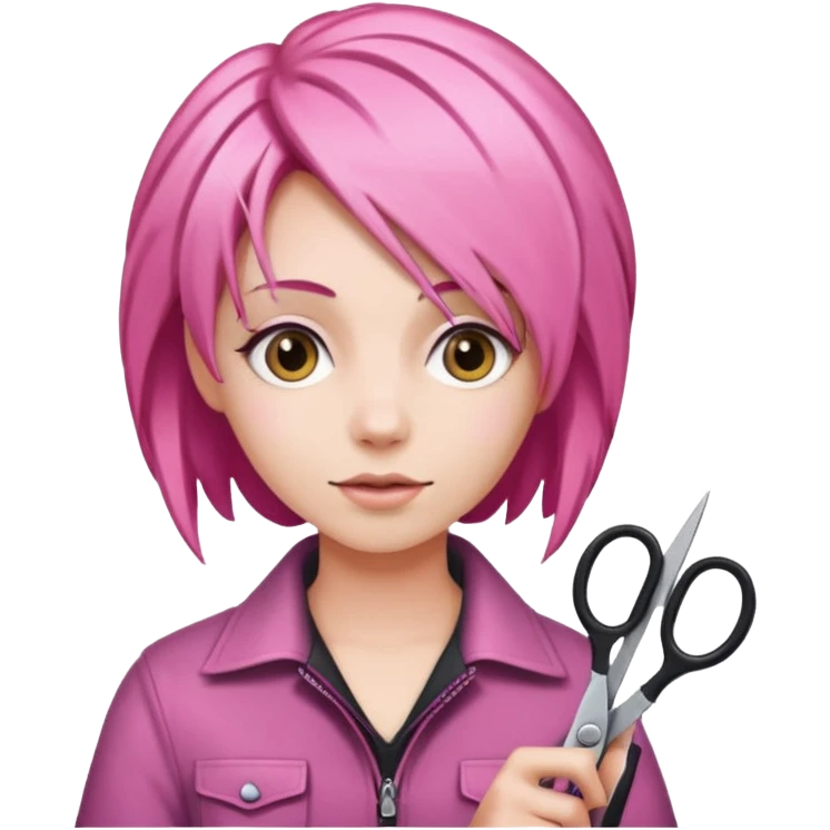 Pink hair scissor emoji