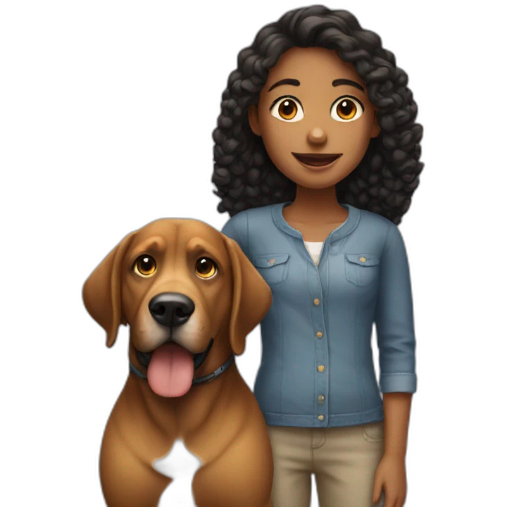 Girl with big dog  emoji