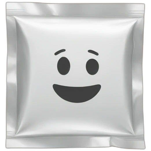 Square plastic wrapper with circle inside emoji