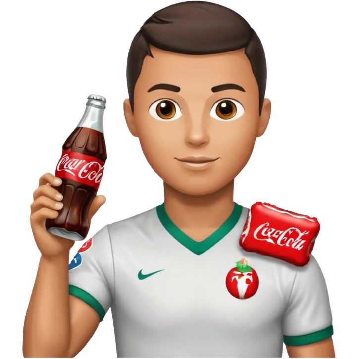 Cristiano Ronaldo holding a Coca-Cola in his right hand and a candy in his left emoji