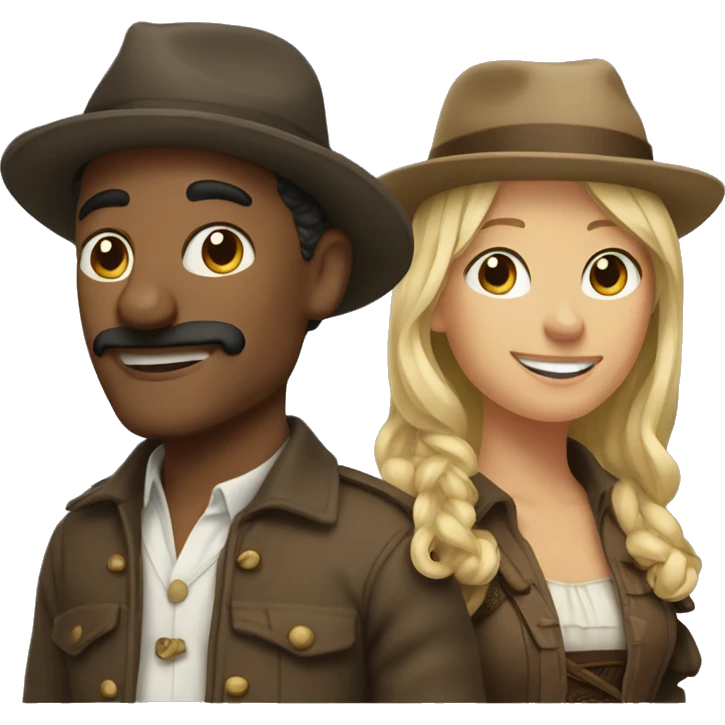 3 men 1 women in the style of muskateers emoji