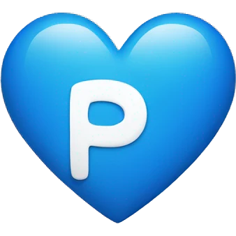 White heart with the letters PP in blue.  emoji