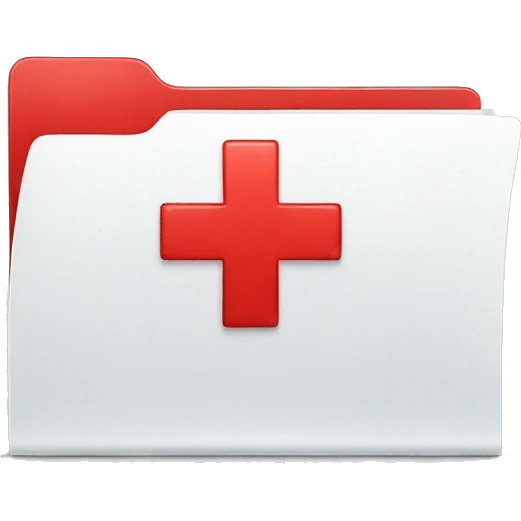 white folder with red cross emoji