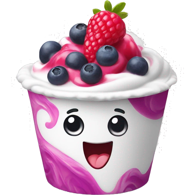 frozen yogurt with berries swirled in a white cup emoji
