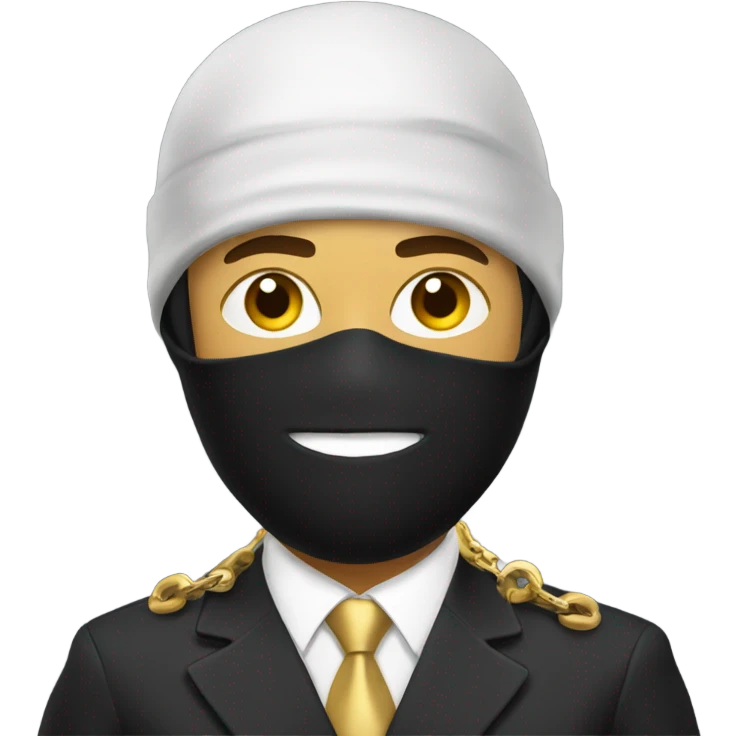 News anchor wearing a balaclava and gold chain emoji