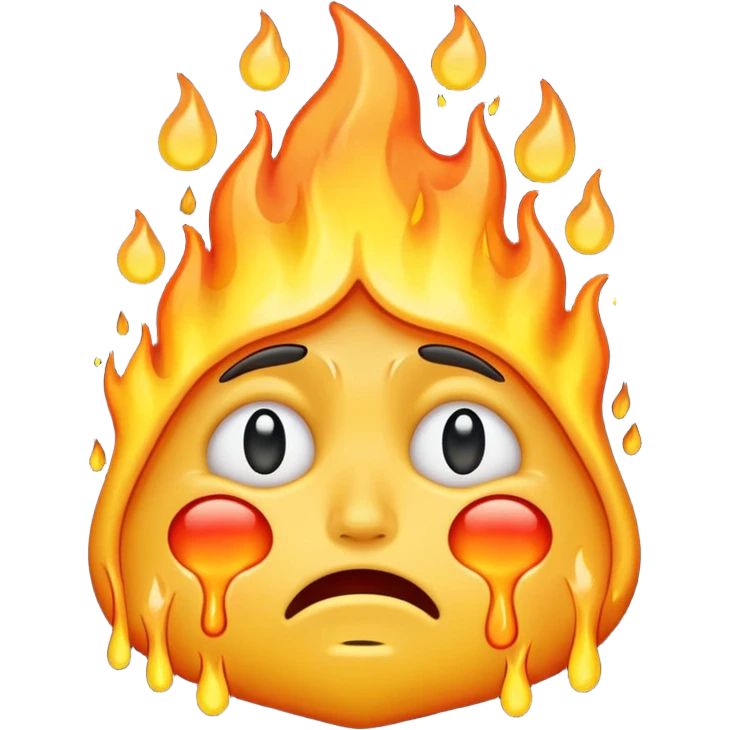 I want an emoji that is crying, melting, on fire. emoji