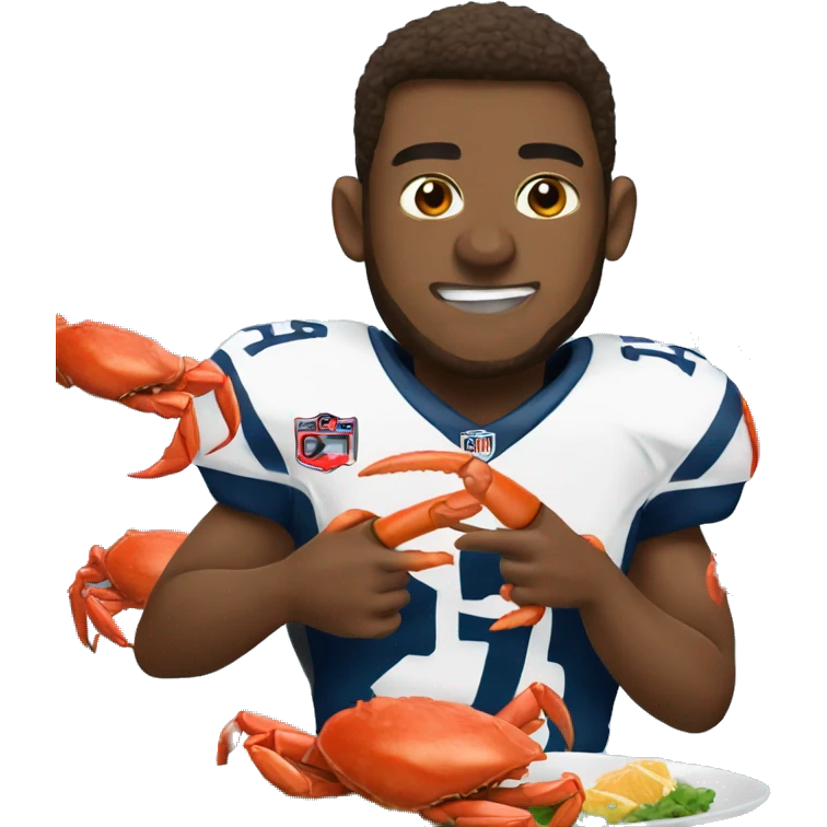 Football player eating crab legs emoji
