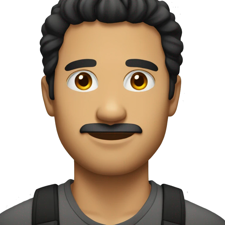 Hispanic man with black hair, no moustache emoji