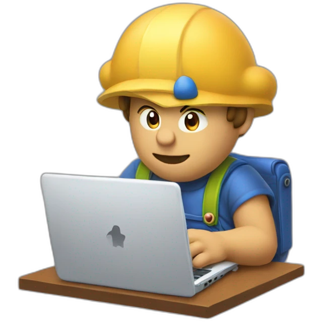 Joshy from Mario Bross using a laptop emoji