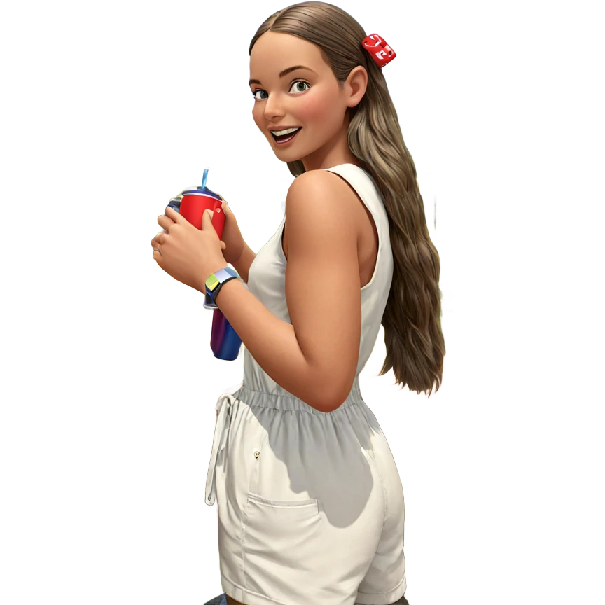 girl enjoying drink in nature emoji
