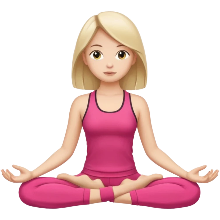 The same girl is sitting in a lotus position, with shoulder-length hair and sportswear. emoji