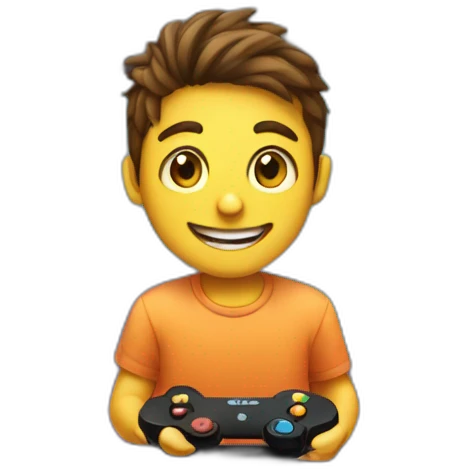 Student with gamepad playing game on macbook emoji