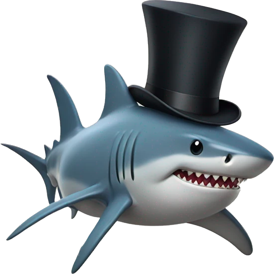 Shark with a top hat emoji