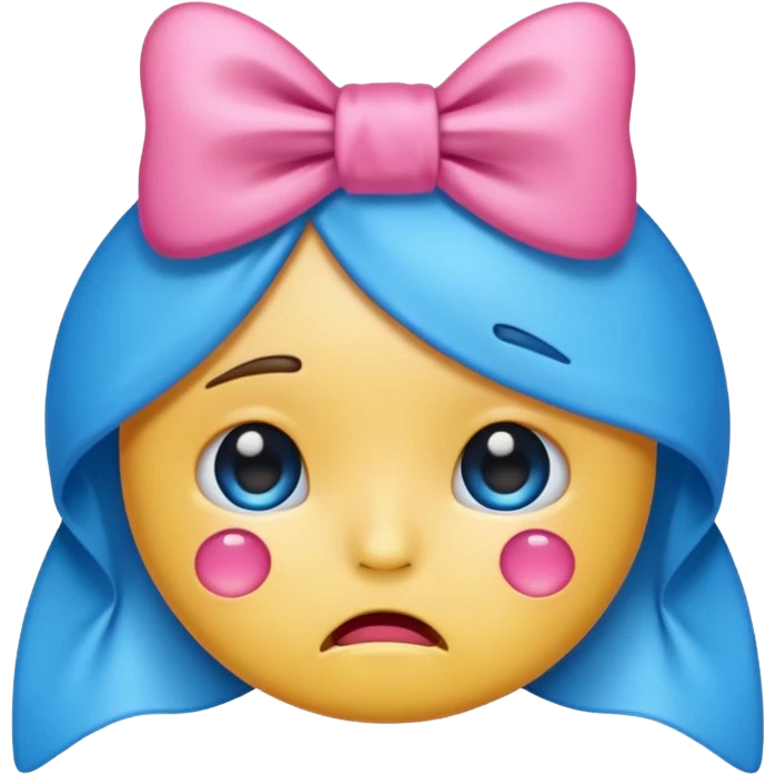 crying emoji with a bow on top emoji