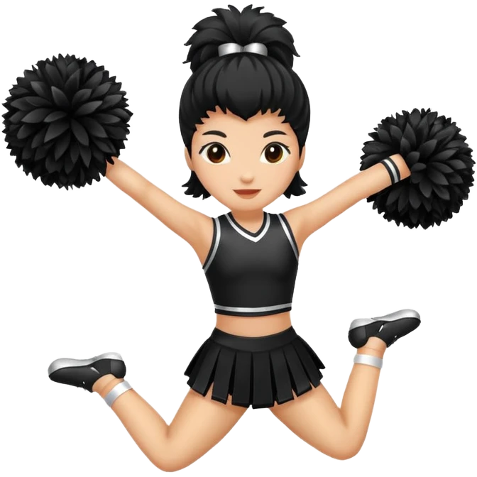 black cheerleader pom pom emoji