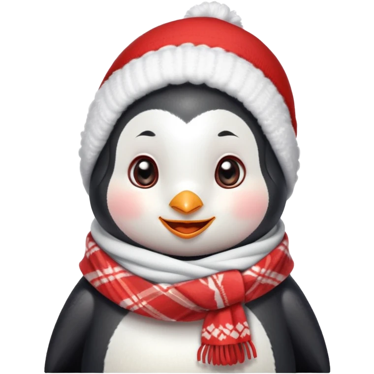 a cute penguin girl with red cheeks emoji