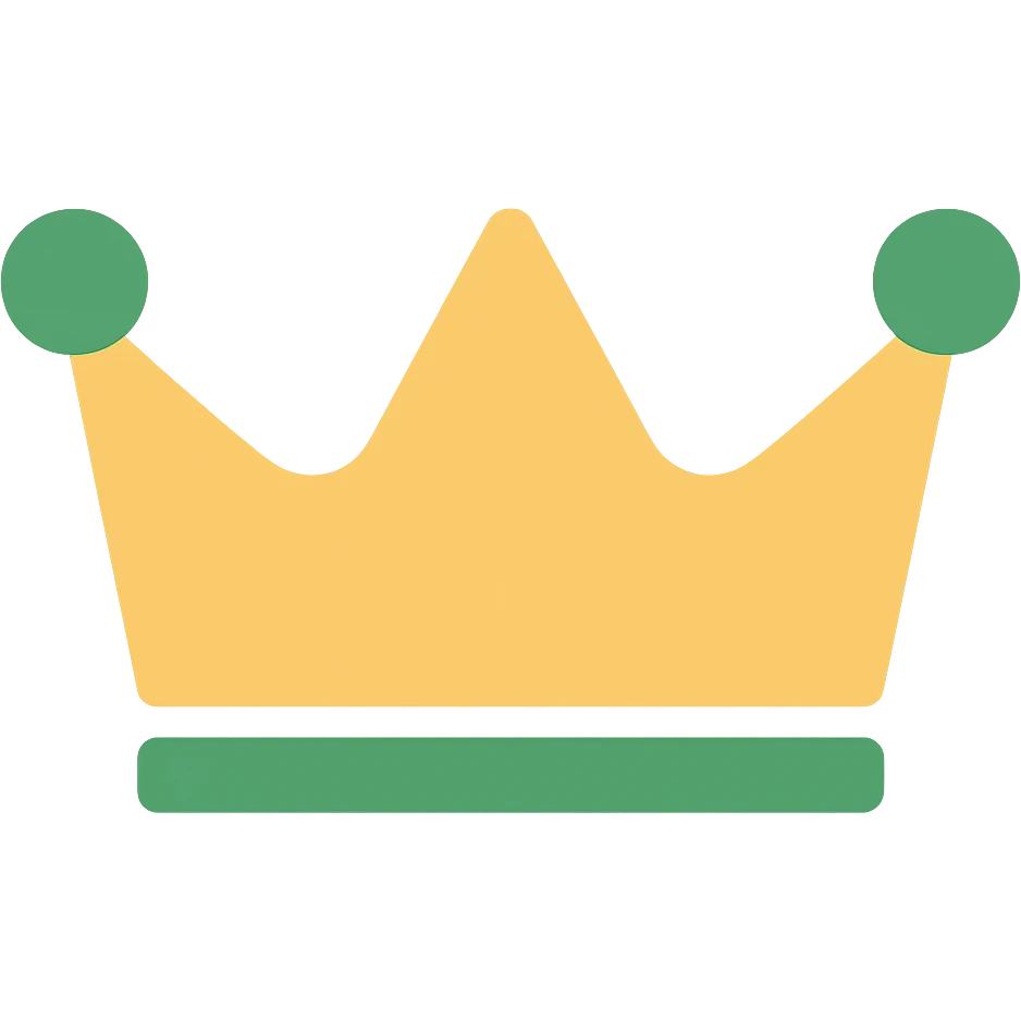 Remove the bottom part of the logo, leaving only the crown. Make the two outer points of the crown curve outward, suggestive of horns, in the same color icon style, with no background. emoji
