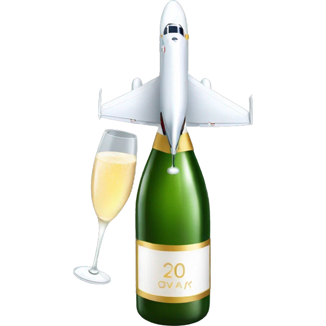 Jet on New Year’s with bottle of champagne  emoji