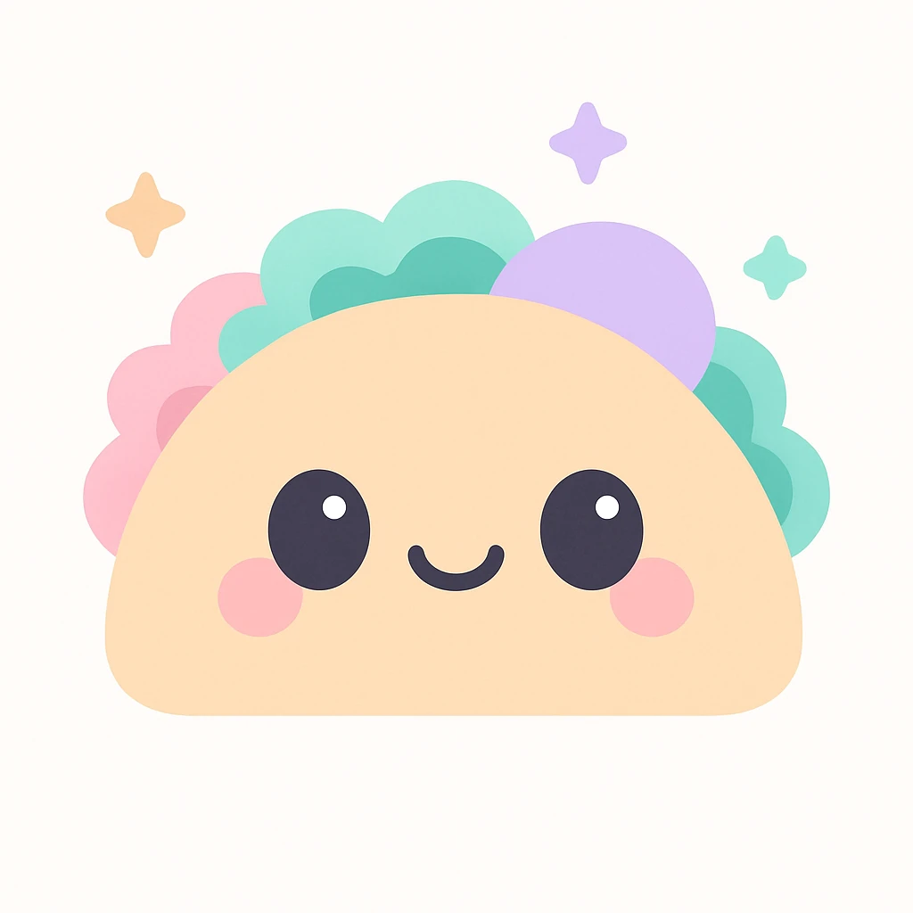 cute Mexican taco, smiling, bright colors, simple background emoji