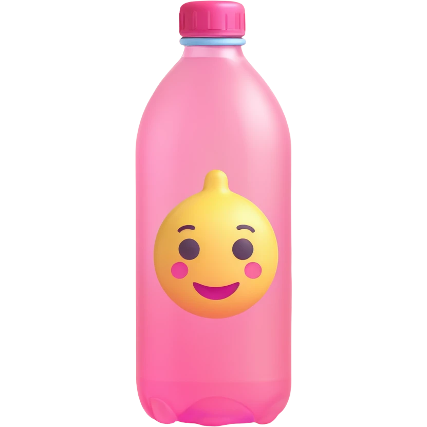 pastel pink bottle of water, soft and rounded, 3d emoji style emoji
