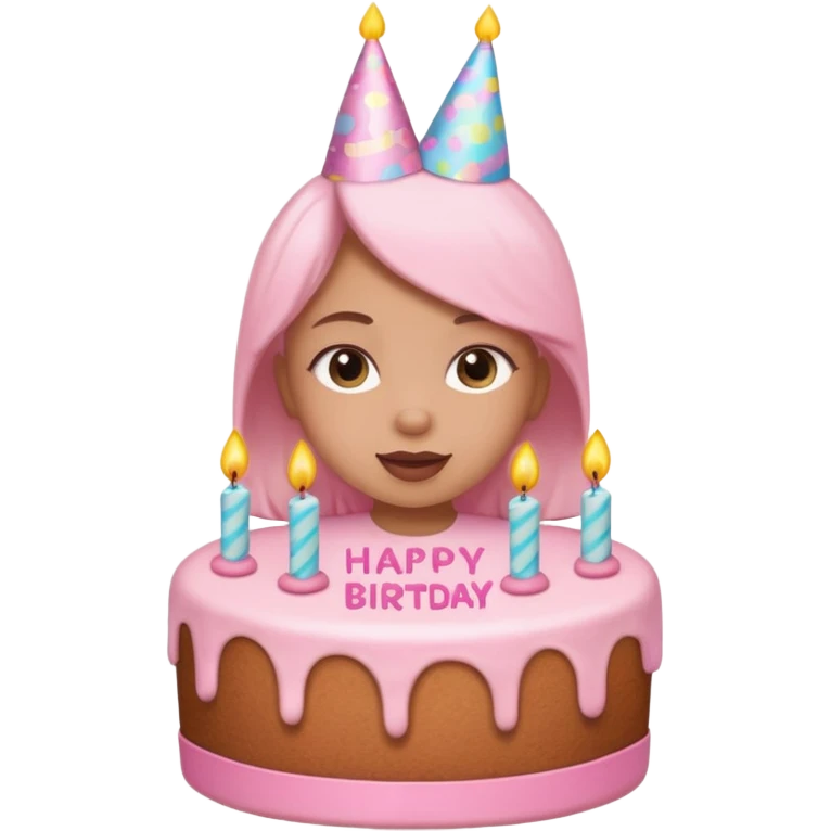 birthday girl emoji but not an actual girl i need the "birthday girl" words with cute baby pink font and a cake emoji
