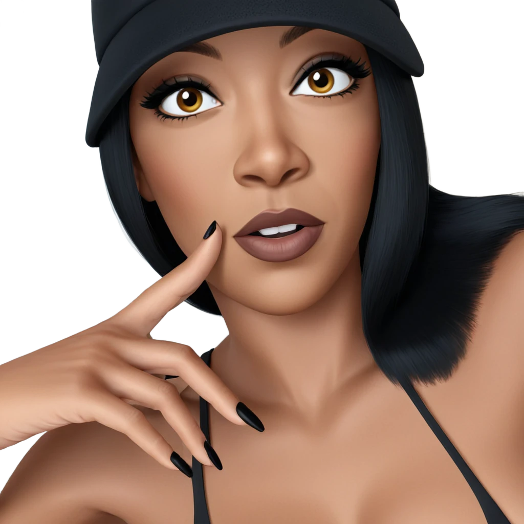 girl with black hat and nails emoji