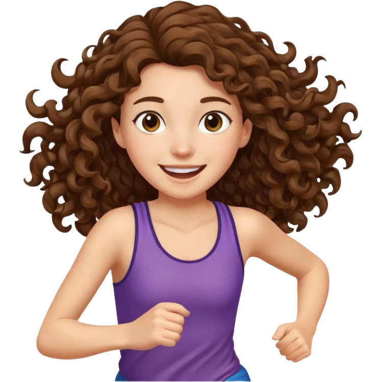 long curly brown hair girl running emoji