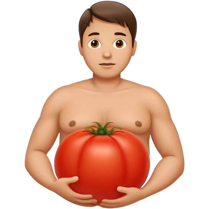 pregnant man with belly replaced by a tomato emoji