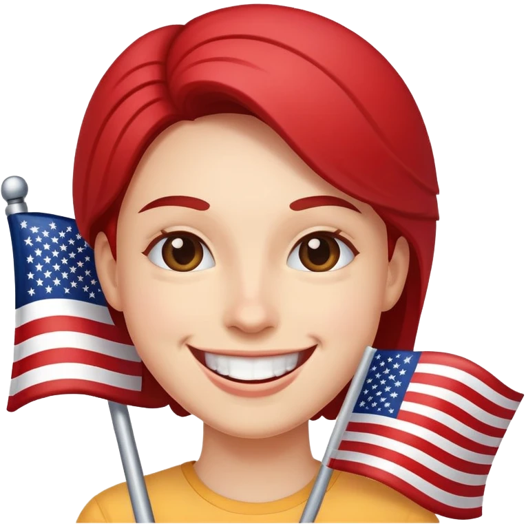 happy American with flag emoji
