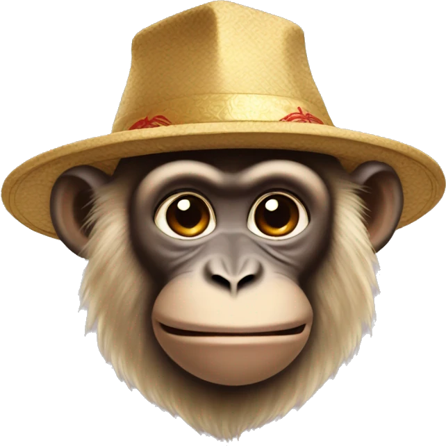 Monkey wearing a Chinese hat emoji