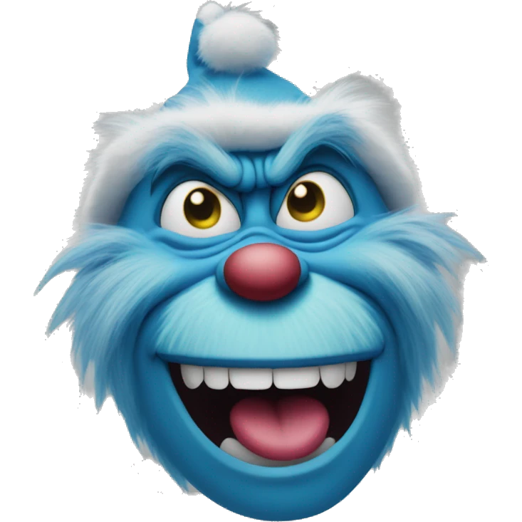 Blue grinch face emoji