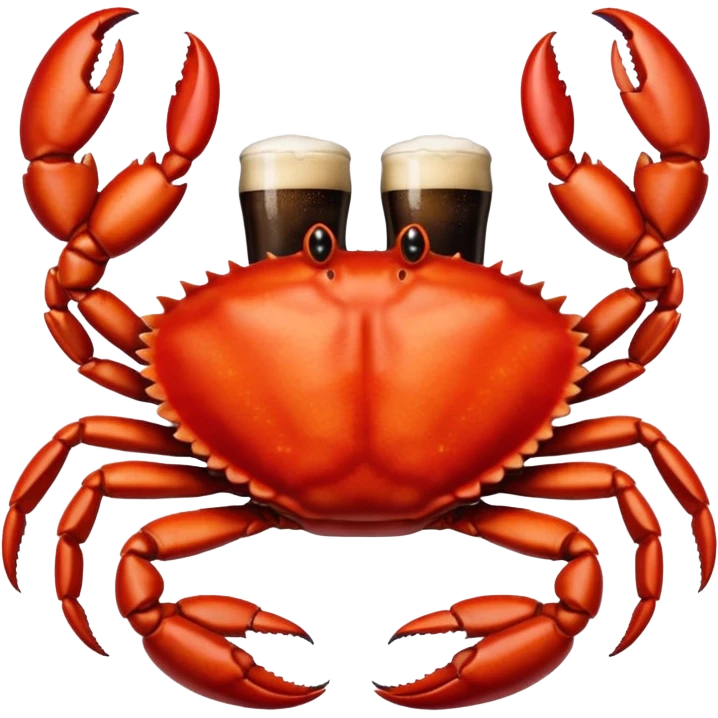 A crab holding a guiness emoji