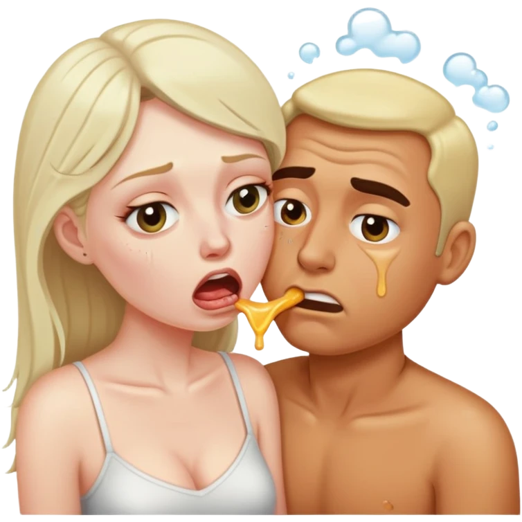 Woman puking on man emoji