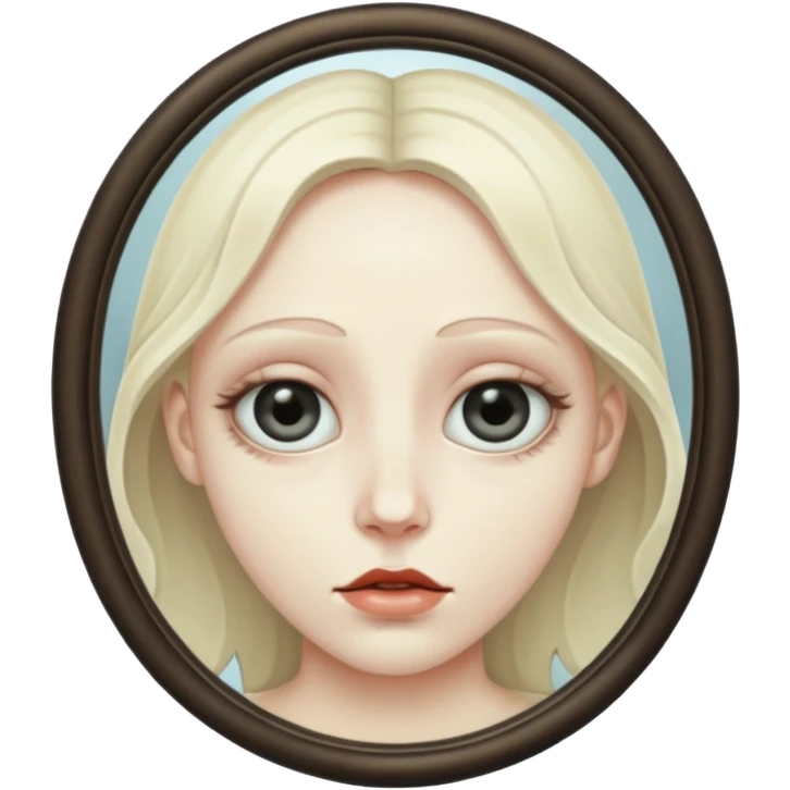 distorted mirror reflecting a face emoji