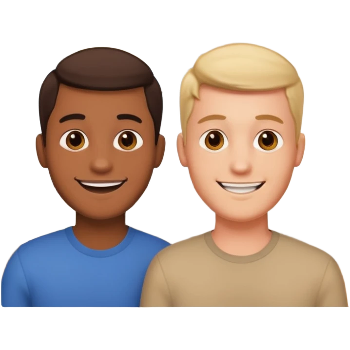 dos amigos hombres que comparten arquiler atras en una casa emoji
